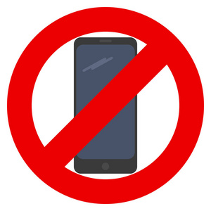 没有手机禁止标志矢量插图. 平面风格设计. 彩色图形照片