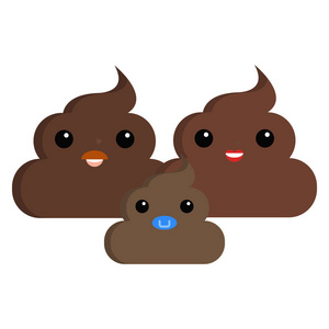 宝宝面部表情图家庭男人女人婴儿臭屎大便表情符号平面