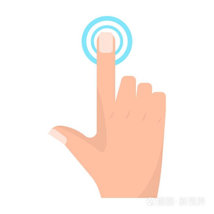 双抽头触摸屏手势矢量插图. 平面风格设计. 彩色图形