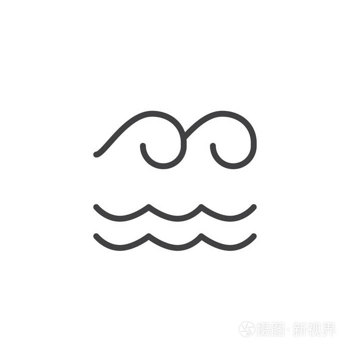 插画 水自然元素线图标轮廓矢量符号线性风格象形文字隔离在白色上.