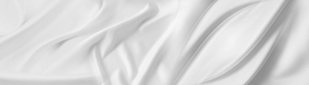 漾开的白色丝绸织物的特写