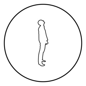 男人看轮廓图标黑色轮廓矢量插图平面风格简单图像圆形