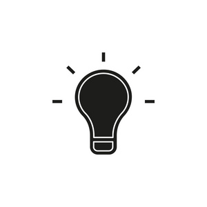 灯泡图标矢量理念创意设计理念创新符号。 平面象形文字简单图标