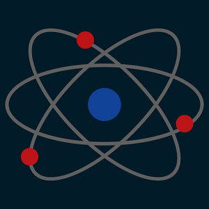分子结构平面图标矢量标志彩色象形文字隔离在黑色上。 符号标志插图。 平式设计