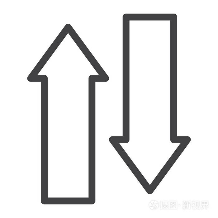 交换箭头线图标轮廓矢量符号线性样式象形文字隔离在白色上符号标志