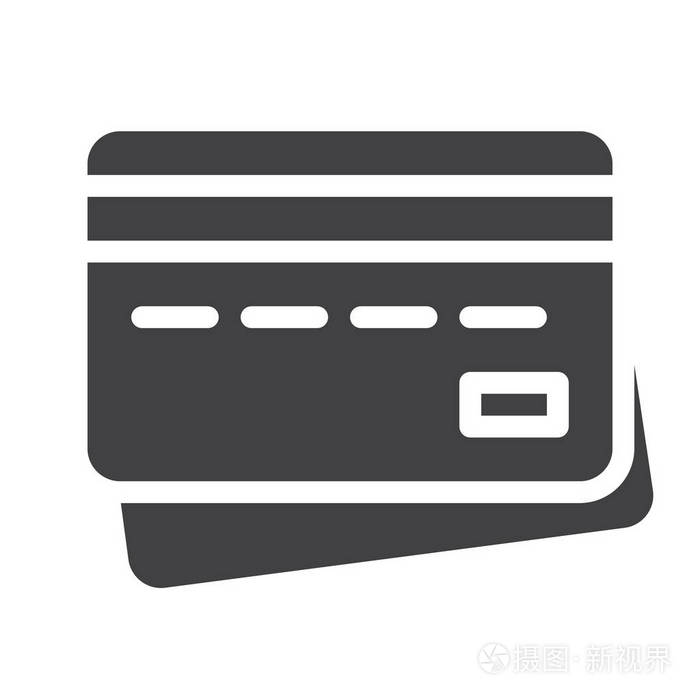 银行卡图标矢量填充平标牌实心象形文字隔离在白色上符号标志插图像素