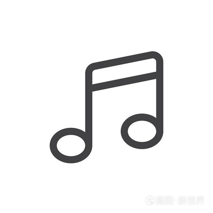音乐音符线简单图标轮廓矢量符号线性风格象形文字隔离在白色上.