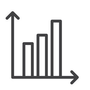 条形图线图标轮廓矢量符号线性样式象形文字隔离在白色上。 符号标志插图。 可编辑笔画。