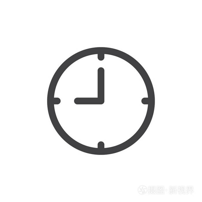 时钟线简单图标轮廓矢量符号线性样式象形文字隔离在白色上.