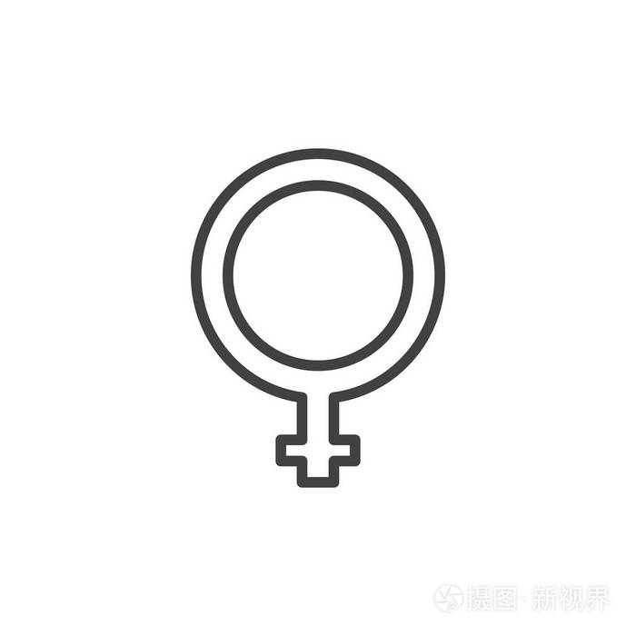 女性线条图标轮廓矢量符号线性风格象形文字隔离在白色上女性性别符号