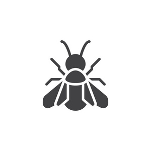 蜜蜂图标矢量填充平面标志固体象形文字隔离在白色上。 符号标志标志插图