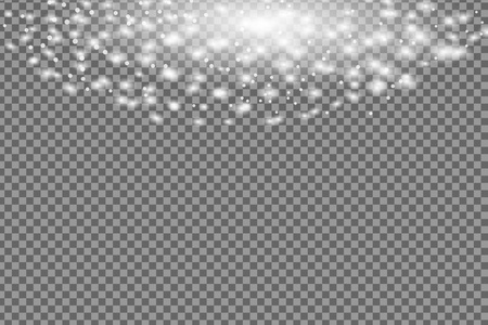 辉光隔离白色透明光效应集镜头耀斑爆炸闪光线太阳闪光火花和星星。 抽象特效元素设计。