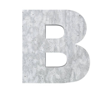 白色背景上孤立的混凝土大写字母b。 三维渲染图