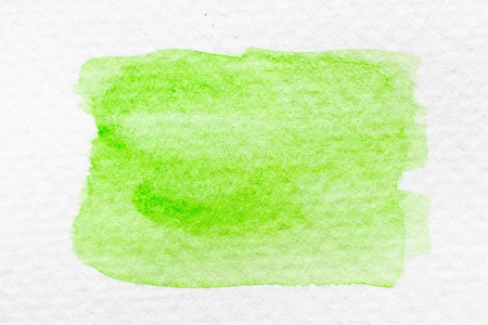 绿色水彩手绘作为画笔或横幅在白纸背景上