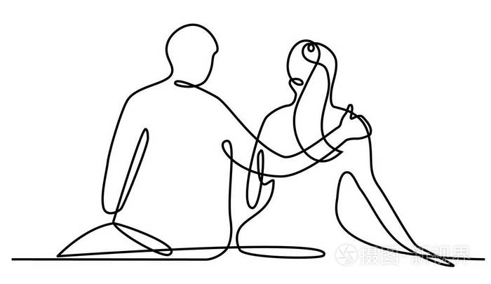 情侣一条线绘画艺术