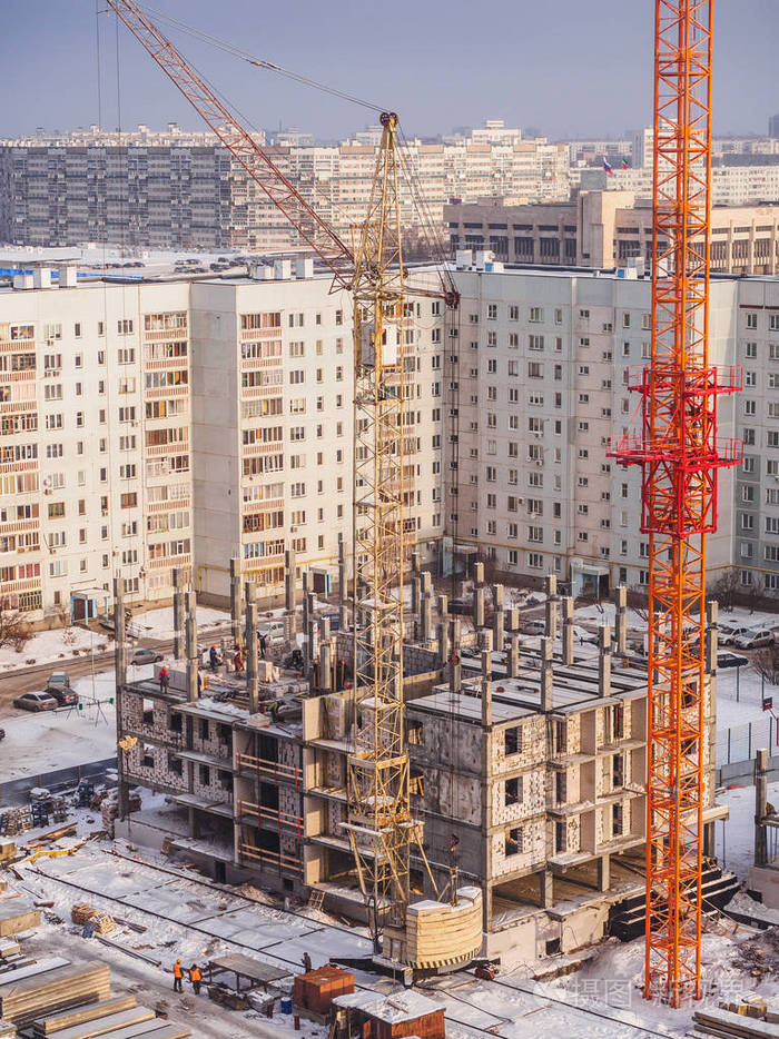 吊车及建筑施工.冬季空气视野