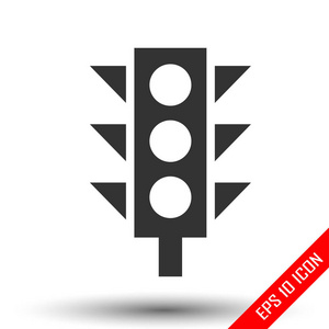 交通灯图标。白色背景上交通灯的简单平面标志。矢量图。