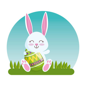 快乐的兔子与鸡蛋数字装饰