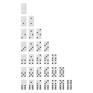 3D白色多米诺骨牌，白色背景