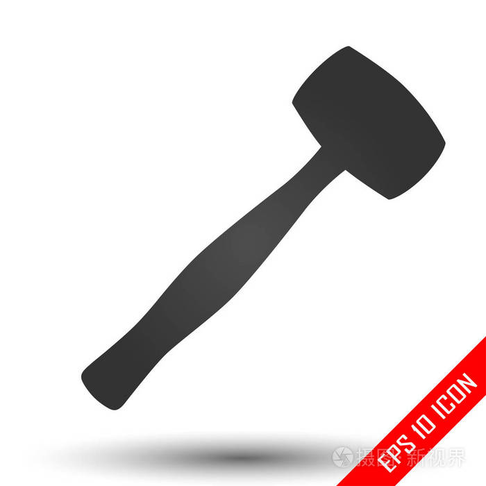 白色背景上锤子的简单平面标志. 矢量图.