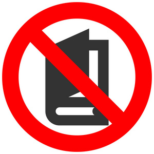 禁止标志与书籍图标隔离在白色背景上. 禁止阅读矢量插图.