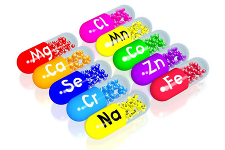 矿物概念彩色药丸
