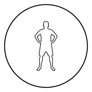 男人牵手自信概念剪影经理商业图标黑色轮廓矢量插图平面风格简单形象圆形
