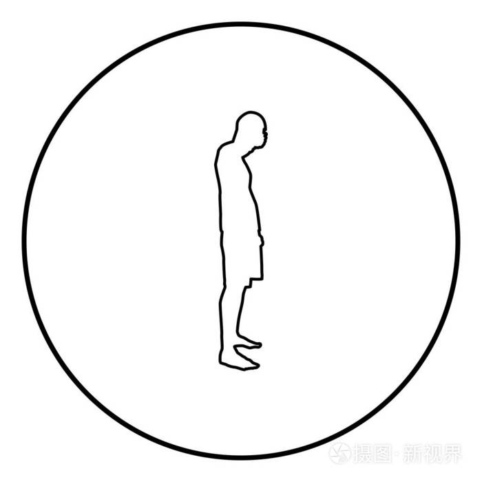 双手剪影侧视图标黑色轮廓矢量插图平面样式简单的圆形图像插画-正版