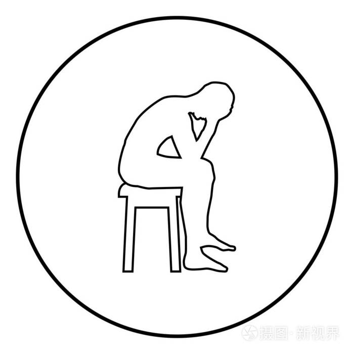 男人抱着他的头概念问题剪影坐着没有座位图标黑色轮