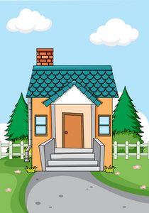 一个简单的房子自然背景插图
