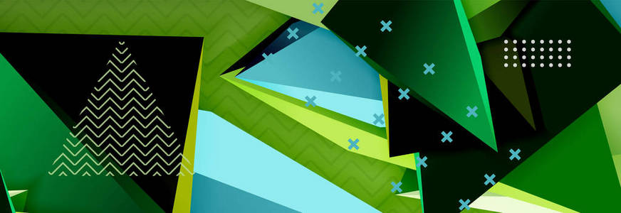 折纸风格的图案与三位一体的形状装饰设计.海报设计.线路设计.