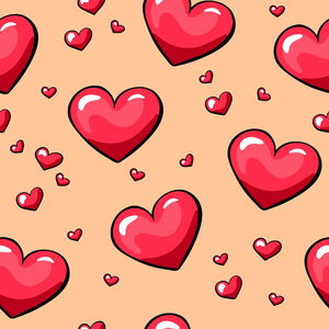 s day hearts seamless pattern.  Doodle hearts texture background