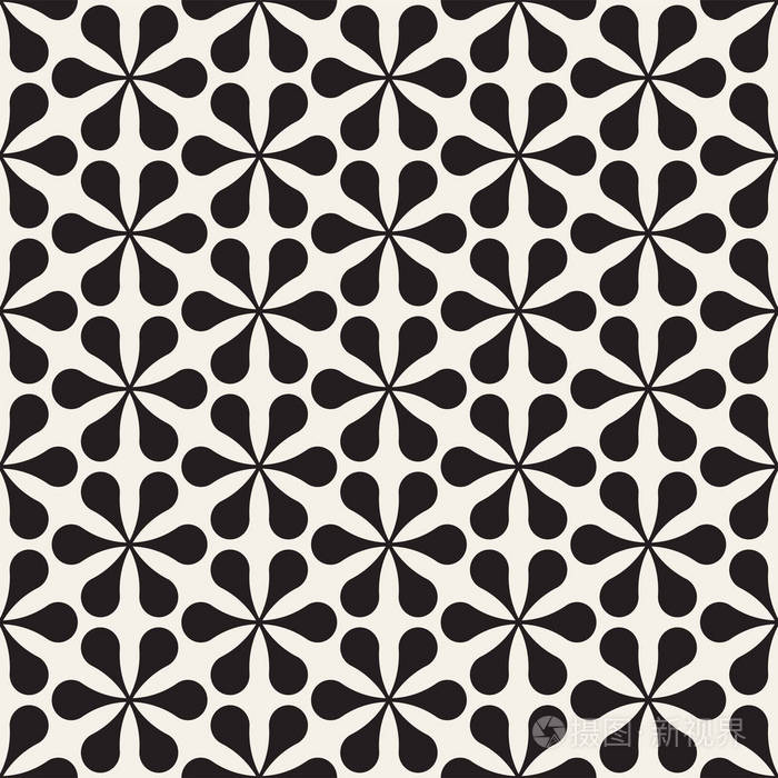 现代时尚抽象纹理. 重复带有花瓣元素的几何瓷砖.
