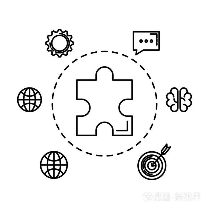 益智游戏一块与设置业务图标插画-正版商用图片184018-摄图新视界