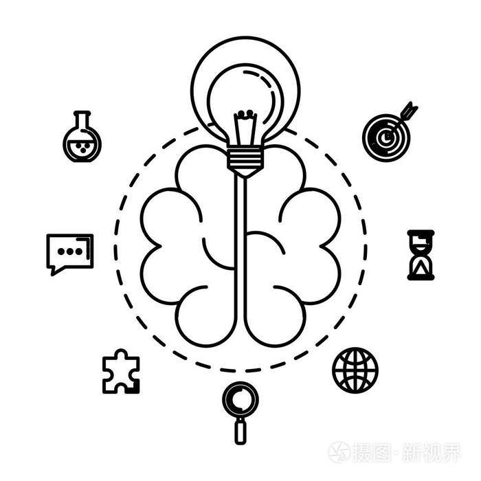 带有固定业务图标的头脑风暴插画-正版商用图片18401c-摄图新视界