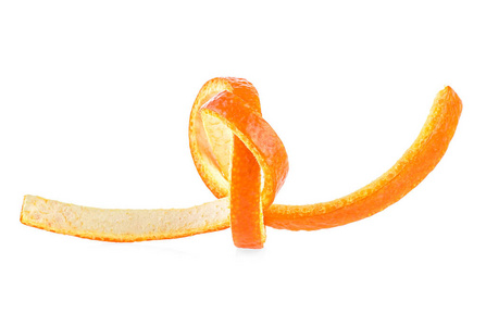 多汁新鲜橙皮分离在白色背景美容保健皮肤的概念。