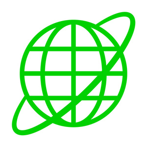 地球符号图标轨道绿色简单孤立矢量插图