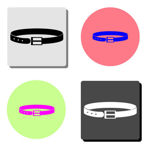 皮带。 四种不同颜色背景的简单平面矢量图标插图