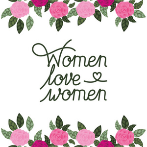 妇女爱妇女标签玫瑰图标
