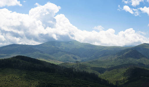 乌克兰喀尔巴阡山脉的夏季景观。