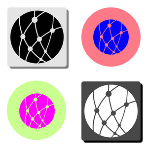 孩子们的玩具球。四种不同颜色背景的简单平面矢量图标插图