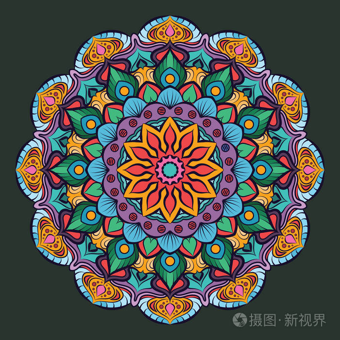 五颜六色复杂的曼陀罗图案插画-正版商用图片18450e-摄图新视界