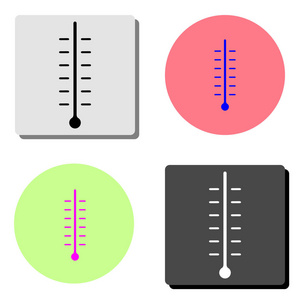 温度计。四种不同颜色背景的简单平面矢量图标插图