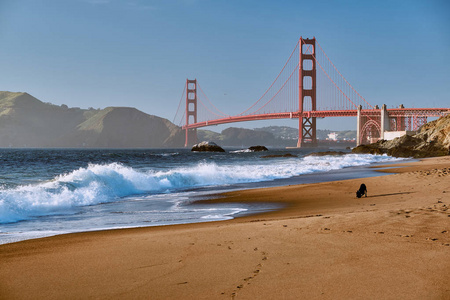 金门大桥景观，贝克海滩，旧金山，加利福尼亚州，美国