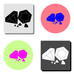 钻石。 四种不同颜色背景的简单平面矢量图标插图