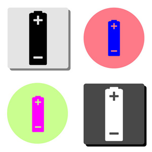 电池。 四种不同颜色背景的简单平面矢量图标插图