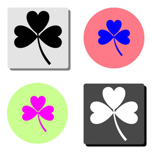 平面矢量图标插图幸运四叶草,长阴影矢量图标带枝叶的甜菊的矢量符号