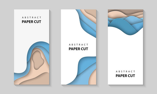 矢量垂直传单与剪纸波形状。 三维抽象纸样式设计布局为商业演示传单，海报，卡小册子覆盖横幅。