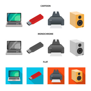 便携式计算机和设备符号的矢量设计。库存的笔记本电脑和服务器矢量图标集