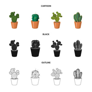 仙人掌和盆栽标志的向量例证。一套仙人掌和仙人掌的股票符号网站